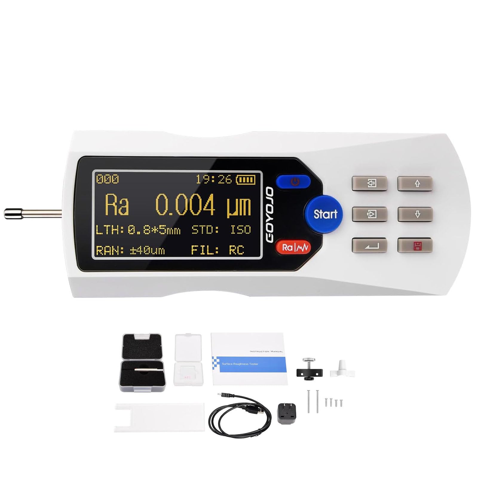 Tester di rugosità superficiale, misura portatile per ispezione di pezzi di precisione, risoluzione 0,001 μm, rilevamento versatile Ra, Rz, Rq, Rmax