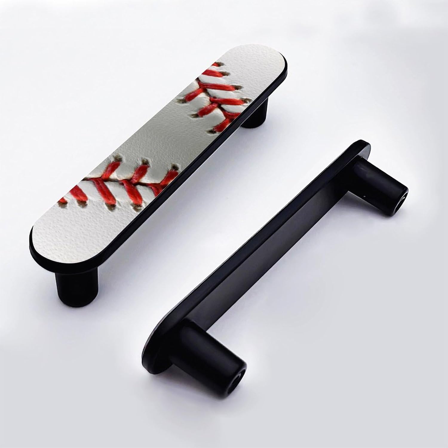 4 Pack Baseball Cabinet Bar Pull 3-3/4 Inch (96 mm) Hole Center Black Cabinet Handles Kitchen Cupboard Drawer Pulls Wardrobe Hardware