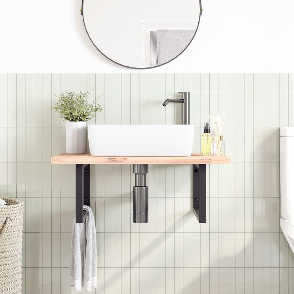 Supporti Lavabo 2 Pz Nero Acciaio Mensole Rettangolari Bagno Cucina Portata 100kg 25x60cm Console a Muro
