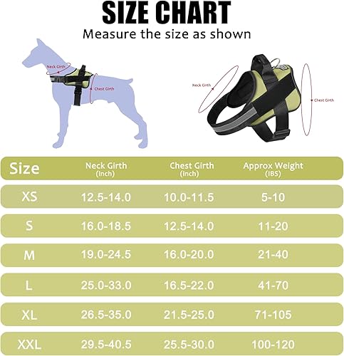 Miniatura 93 de Bolux - Arnés para perro, reflejante y transpirable, ajustable, con asa, para sacarlo a pasear, no más tirones ni asfixia (amarillo militar, talla L)