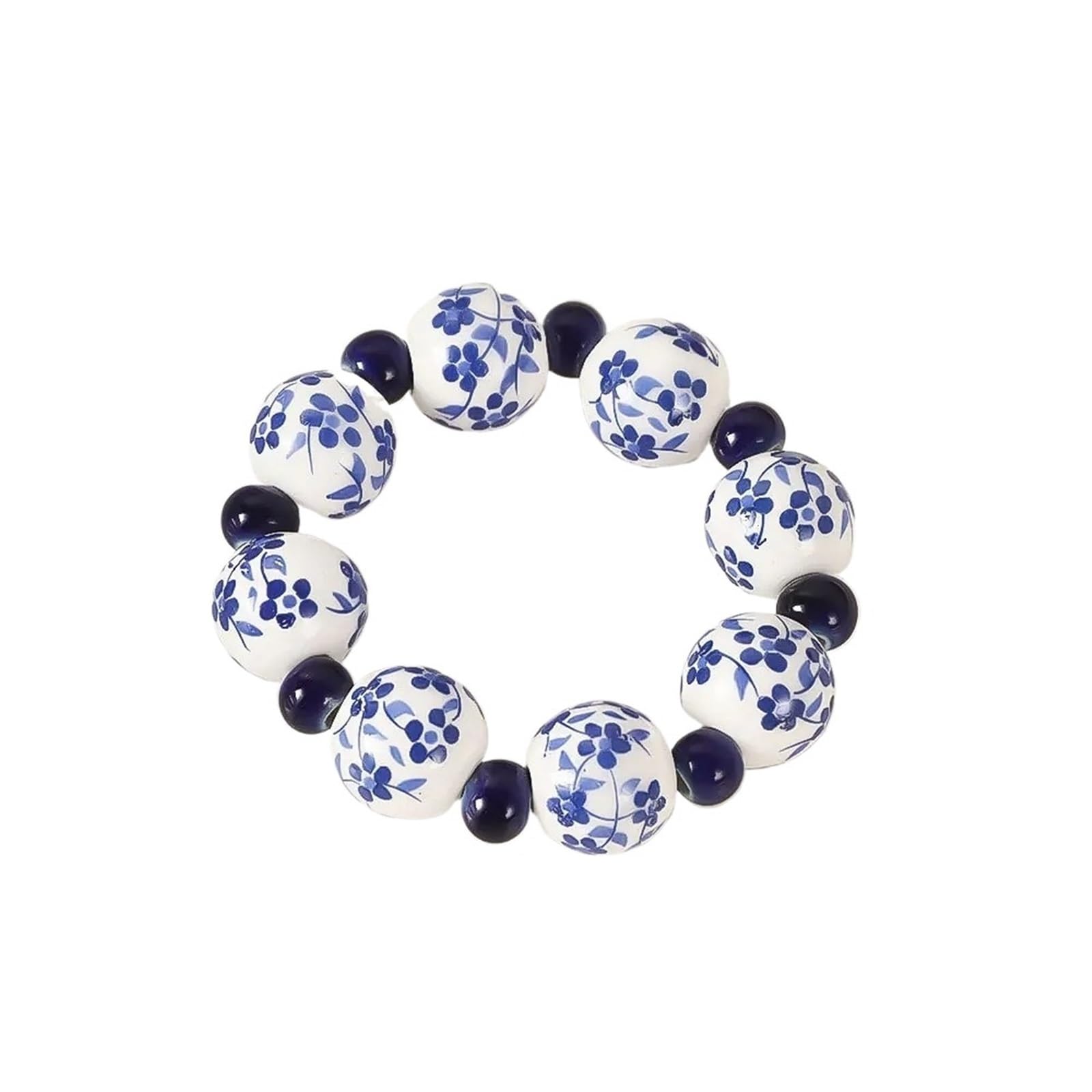 Lot de 24 ronds de serviette de style ethnique créatif peint à la main avec perles bleues et blanches, décoration de table