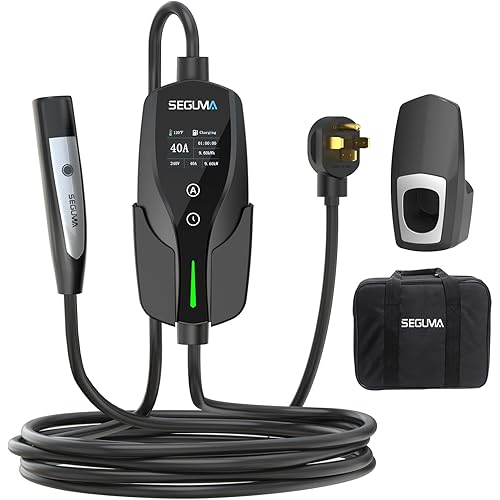 Level 2 Tesla Charger-40Amp 240V NEMA 14-50 Plug, 25ft Extension Cable, Adjustable Current/Start Charging Time-Portable Mobile EV Charger for Tesla Car, Compatible with Model Y/3/S/X/Cybertruck