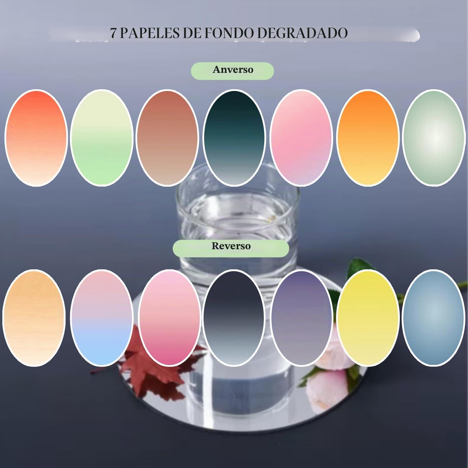 7 Piezas de Papel de Fondo Gradual para fotografía de diseño Original de 14 Patrones con Soporte, Doble Cara, Impermeable, Reutilizable, 34 x 23 Pulgadas, Fondos de Mesa Morandi para Alimentos, Joyas