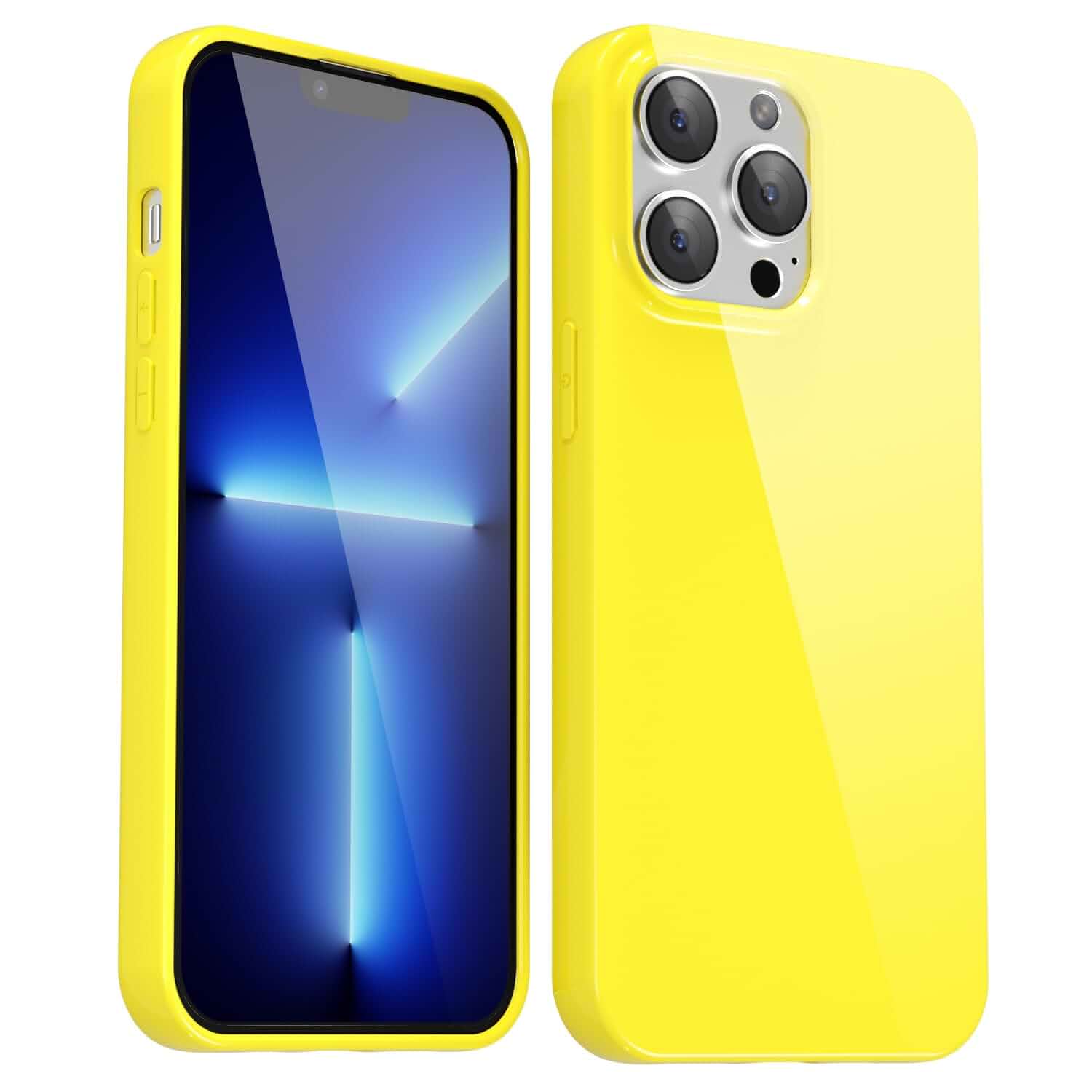 Svanove for iPhone 13 Pro Max Case Silicone, Glossy Soft Rubber Gel Jelly Cute Protective Plastic Simple Plain Phone Case Cover for Women Girl, Slim Thin Flexible Shockproof TPU, Yellow