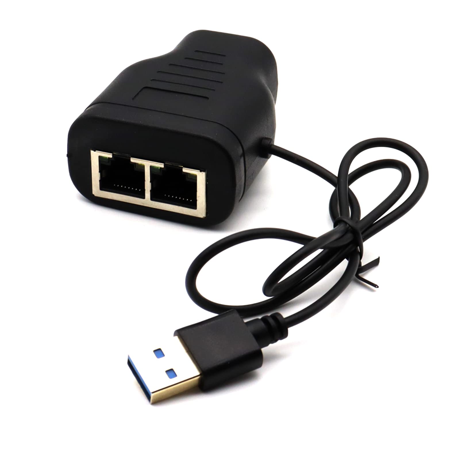 LOKEKE RJ45 Network Splitter Adapter, RJ45 1 to 2 LAN Ethernet Network Adapter Converter with USB Power Cable Cord for Cat6 / Cat7