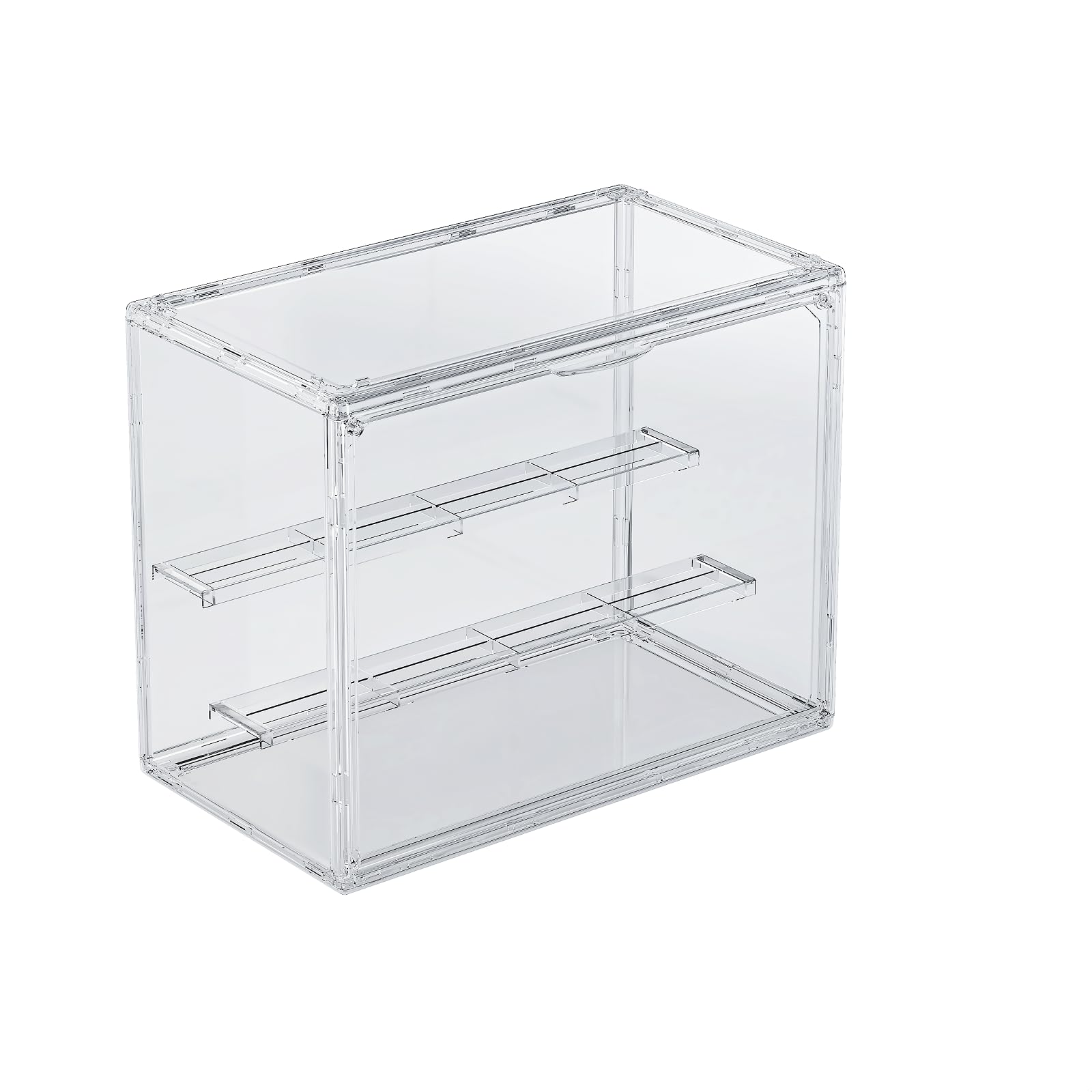 Dasellfa Acrylic Display Case, Stackable Storage Boxes, Display Cabinets with Magnetic Door, Desk Storage for Action Figures, Toys, Minifigures, Collectiblefigures, Transparent (30*17.9*24.6cm)