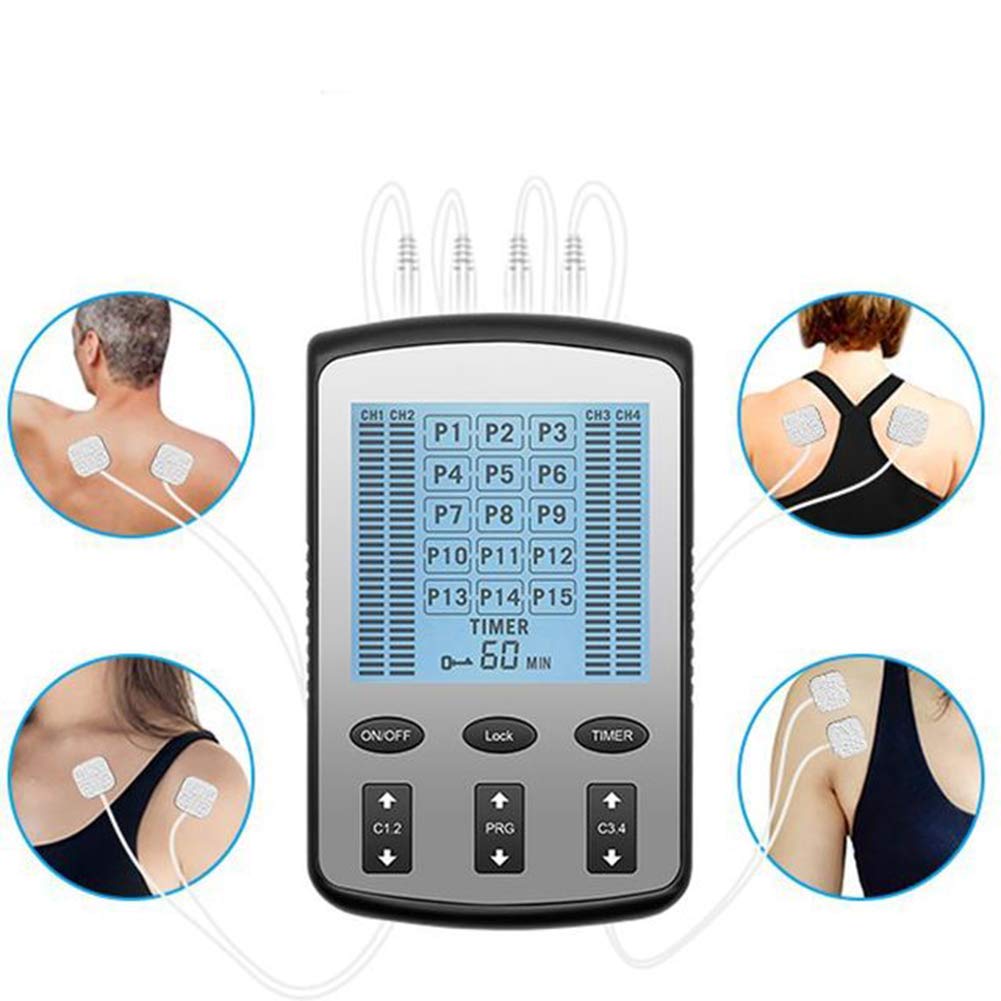 Elettrostimolatore Massaggio EMS Portatile Sollievo dal Dolore Elettrostimolatore TENS ed elettrostimolazione Muscolare Riabilitazione EMS 15 programmi di Massaggio 20 Livelli di intensità