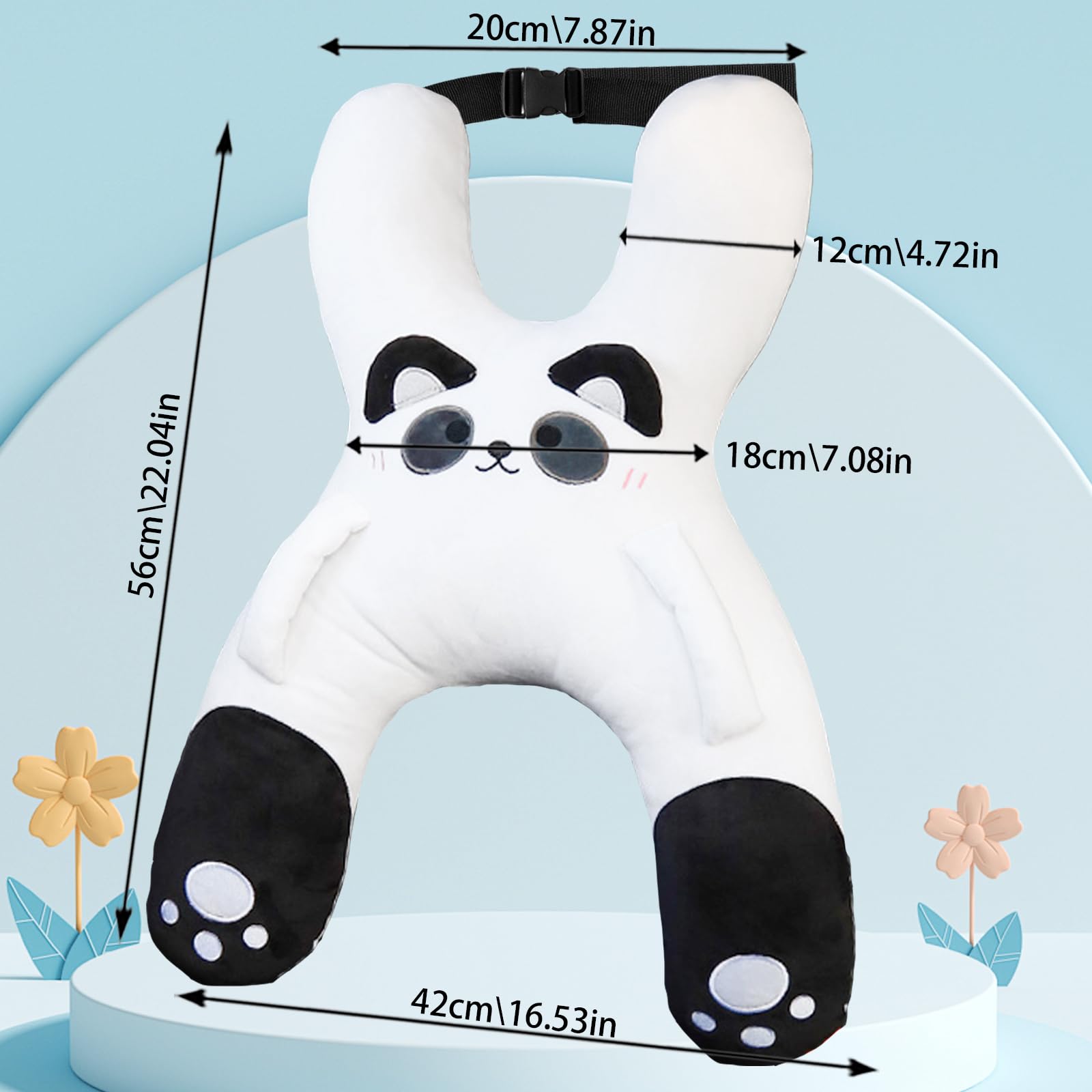 Almohada para dormir en forma de H, para coche, para niños, para dormir, adecuada para viajes, coche, avión, tren, autoconductor, viaje (blanco y negro)