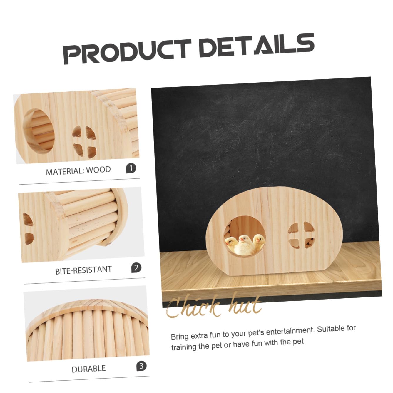 WOONEKY Casetta in Legno per Criceti e Galline, Rifugio Leggero Spazio Privato, Forma Graziosa per Decorazione e Allevamento in Gabbia