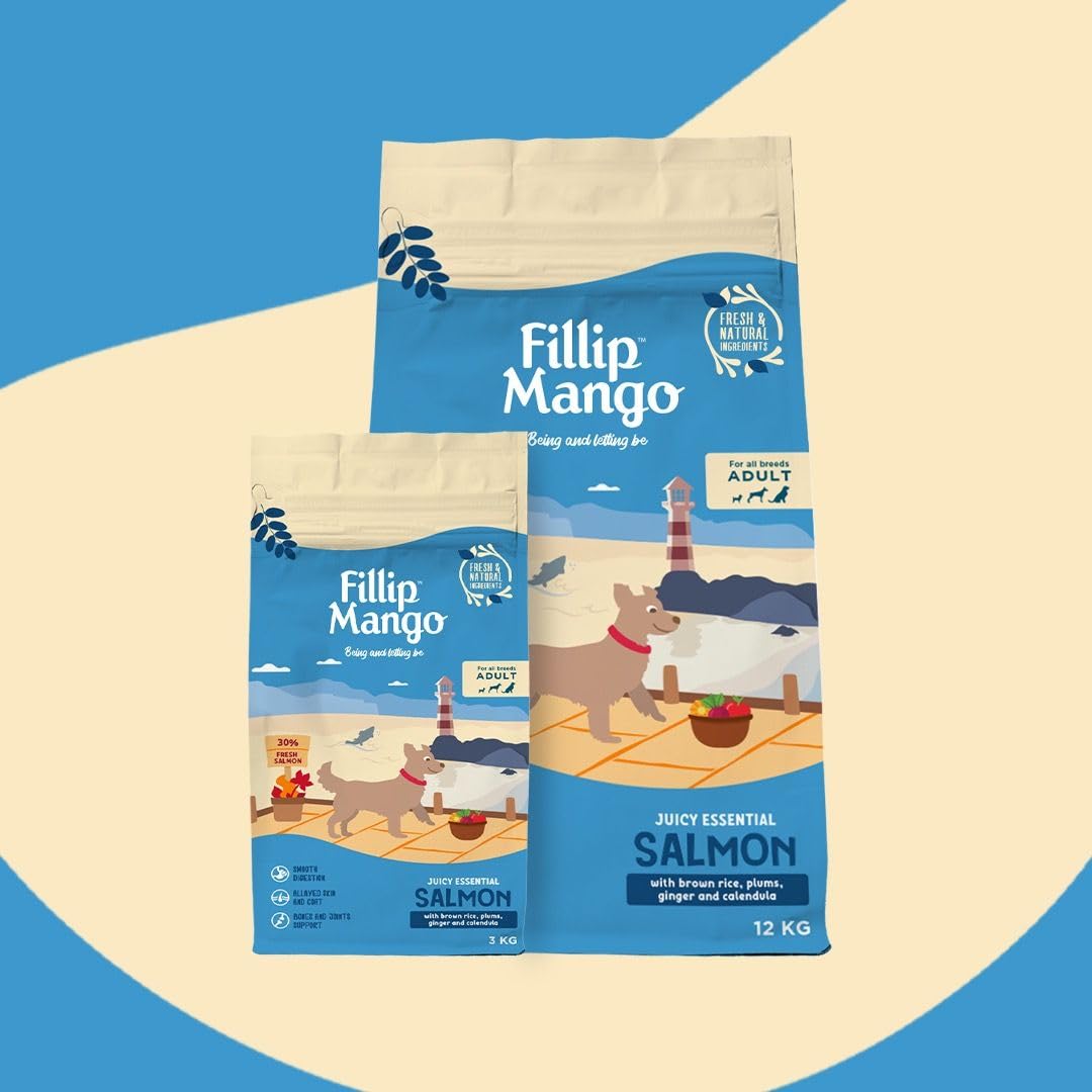 Fillip Mango Pienso Húmedo para Perros Adultos, Salmón con Arroz, Ciruelas y Caléndula, Todas Las Razas, 12 kg