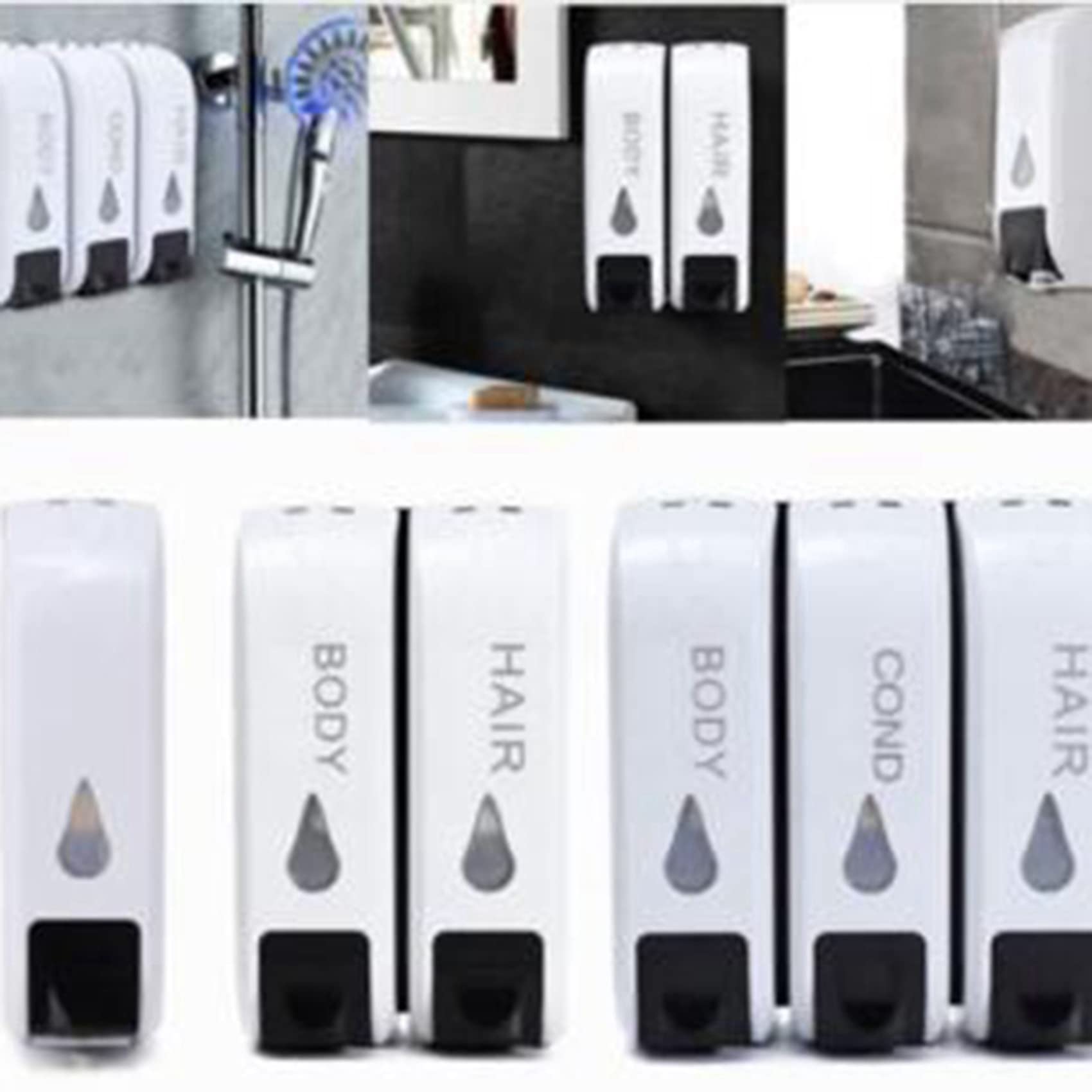 Dispensador de jabón de ducha triple 2 unidades de jabón líquido montado en la pared dispensador de champú loción de lavado para baño