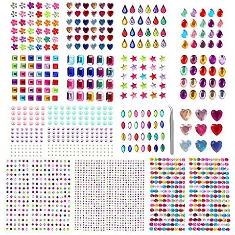 POTUANOT 2138 Pcs Self-Adhesive Rhinestone Stickers,Crystal Stickers Craft Jewels,Flatback Rhinestone Stickers,DIY Face Gems Body Stickers(Muticolor, 18 Sheets) Cover
