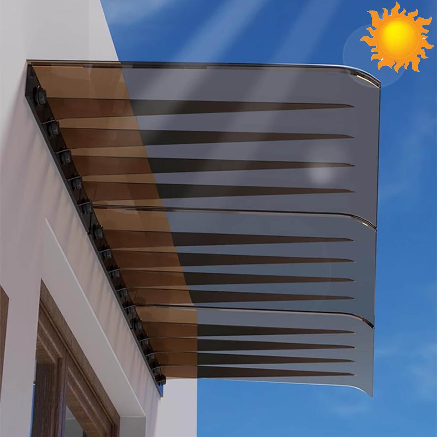 Auvent d'extérieur polycarbonate marron protection pluie balcon 50x300