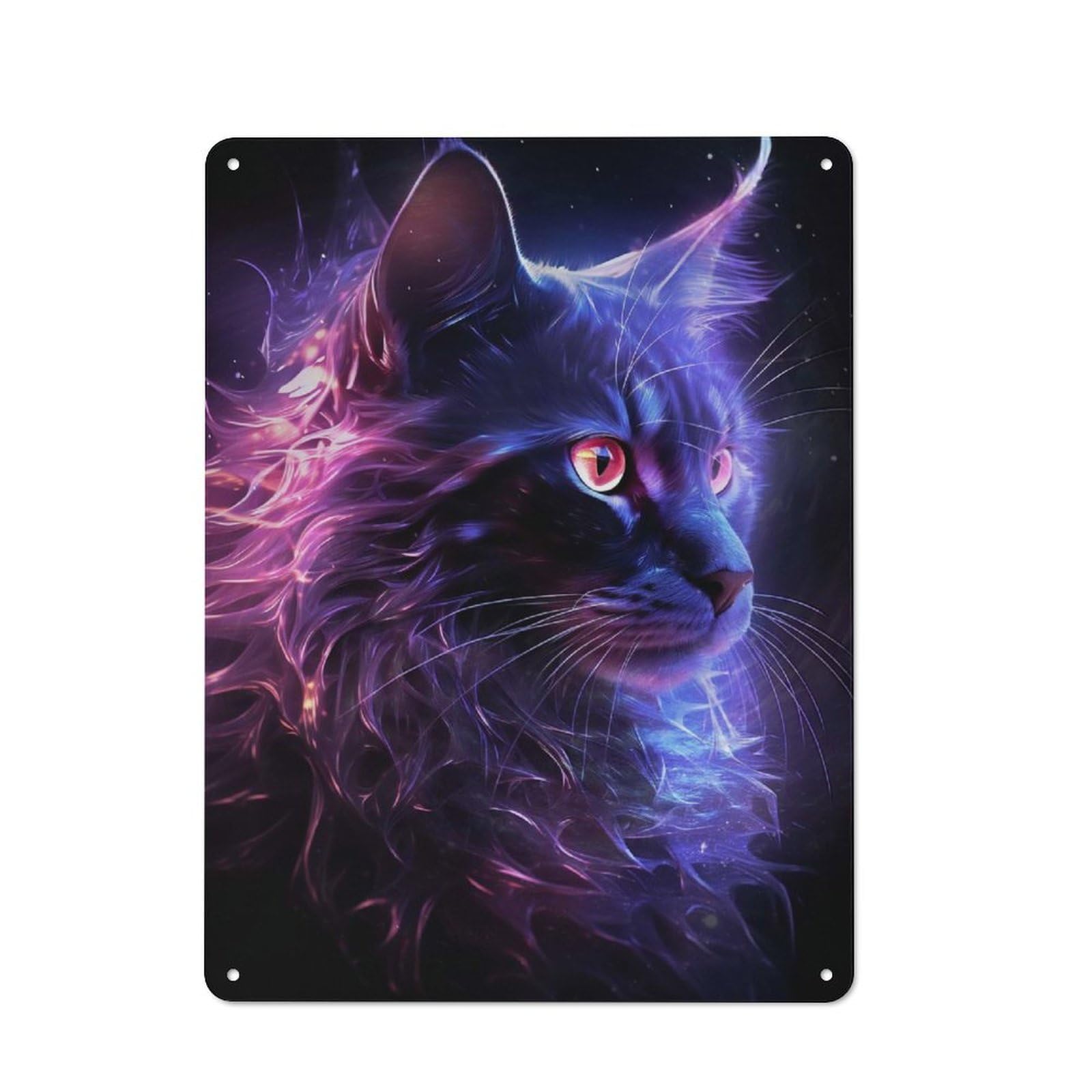 Junmoney Mystical Cat Vintage Metal Plaque 40X30cm For Home Office Or Studio, Seasonal Metal Wall Decor For Winter Interiors