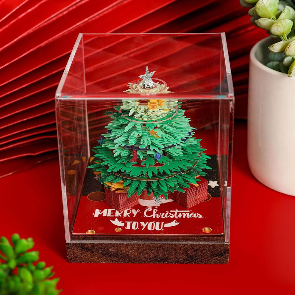 Abreißbarer 3D-Papierkunst-Notizblock-Tischkalende Papierskulptur Weihnachtsbaum 3D-Kalender, Silhouettenkalender, Papierskulptur Schreibtischdekoration, Büro-Schreibtisch-Notizblock(Green)
