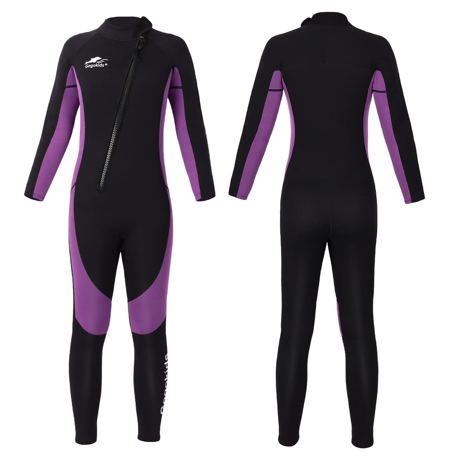 Gogokids Muta Termica per Bambina - Ragazze Muta da Sub Intero 2.5mm Neoprene, Costumi da Bagno Termica Cerniera Frontale per Surf Diving Snorkeling Nuotare