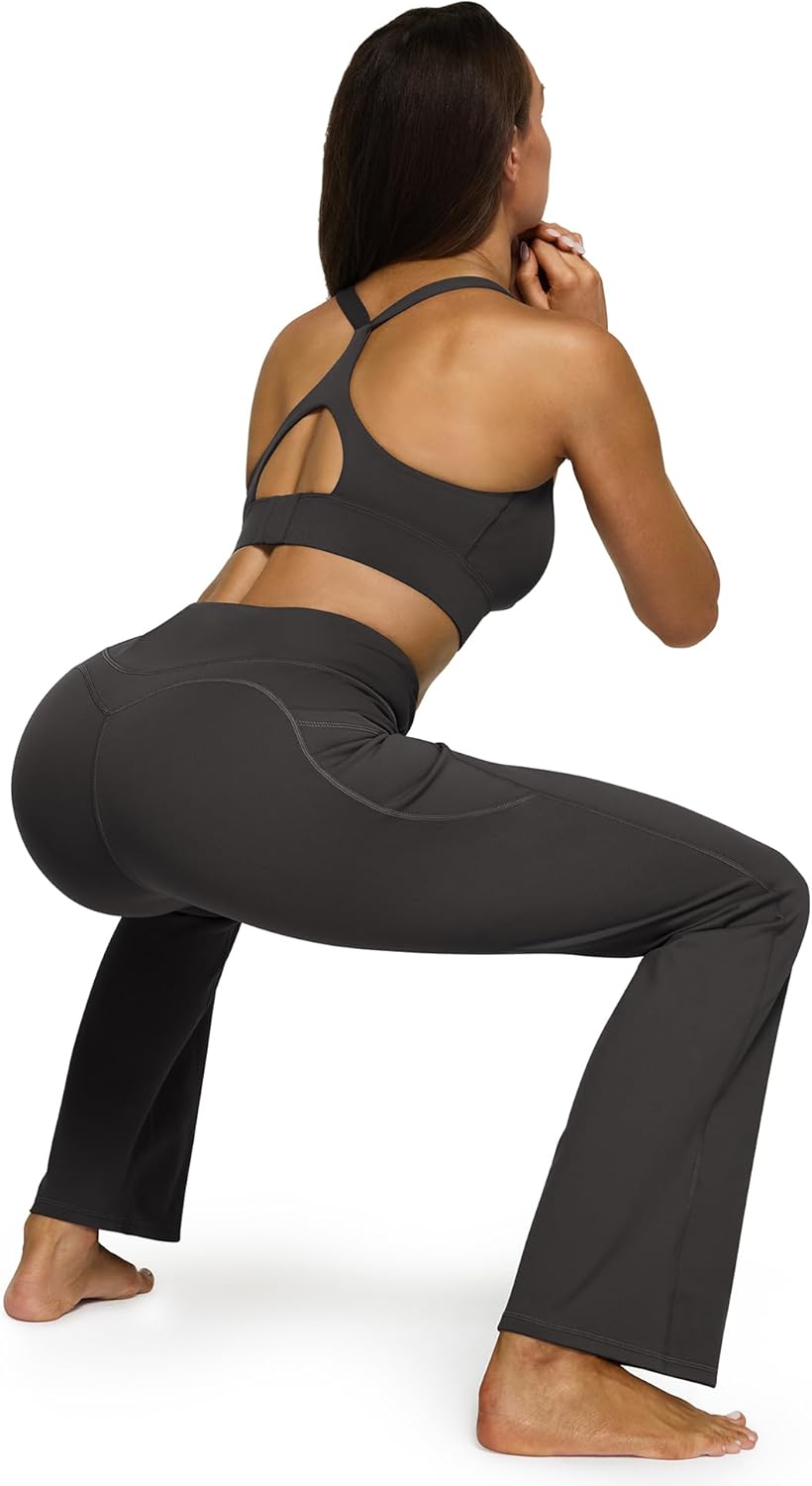 G4Free Fleece Lined Flare Leggings for Women High Waisted Winter Thermal Yoga Pants with Pockets 29"/31"/33" - Image 5