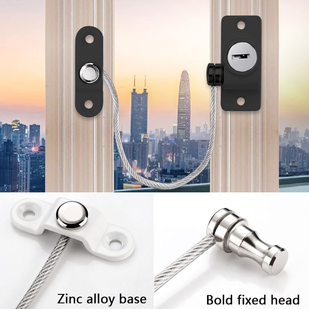 Cerraduras de seguridad para ventanas, cerraduras de seguridad para niños, cerraduras de cable duraderas con tornillos para uso doméstico y comercial