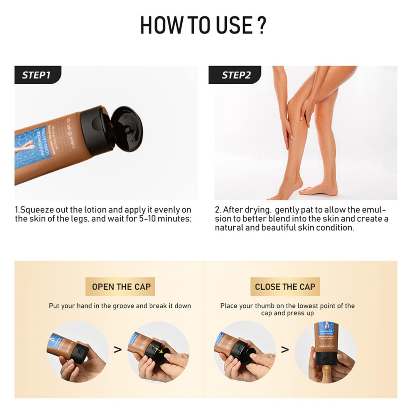 Maquillaje Corporal a Prueba de Agua Sin Transferencia - Loción para Piernas, Venas, Tatuajes de Larga Duración (3#)