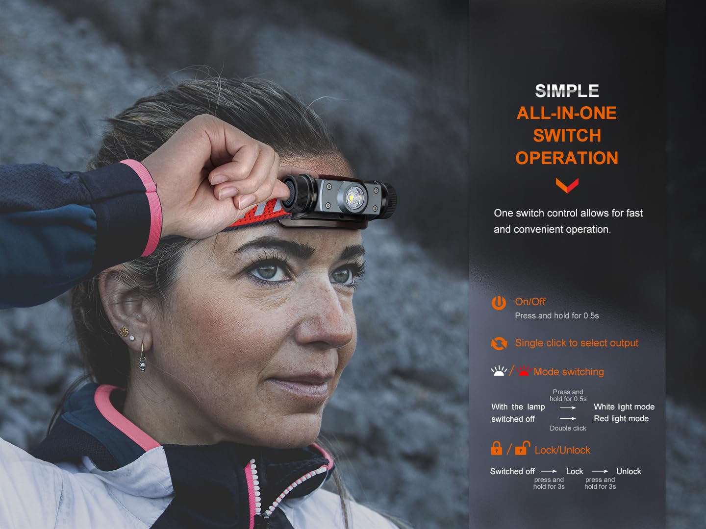 Fenix HM62-T Stirnlampe, leicht, für Trailrunning, Outdoor, Arbeit und professionelle Stirnlampe, 1200 Lumen, 150 m, 280 Stunden max., Sport-Stirnband, 3400 mAh wiederaufladbarer Akku, Rotlichtmodus