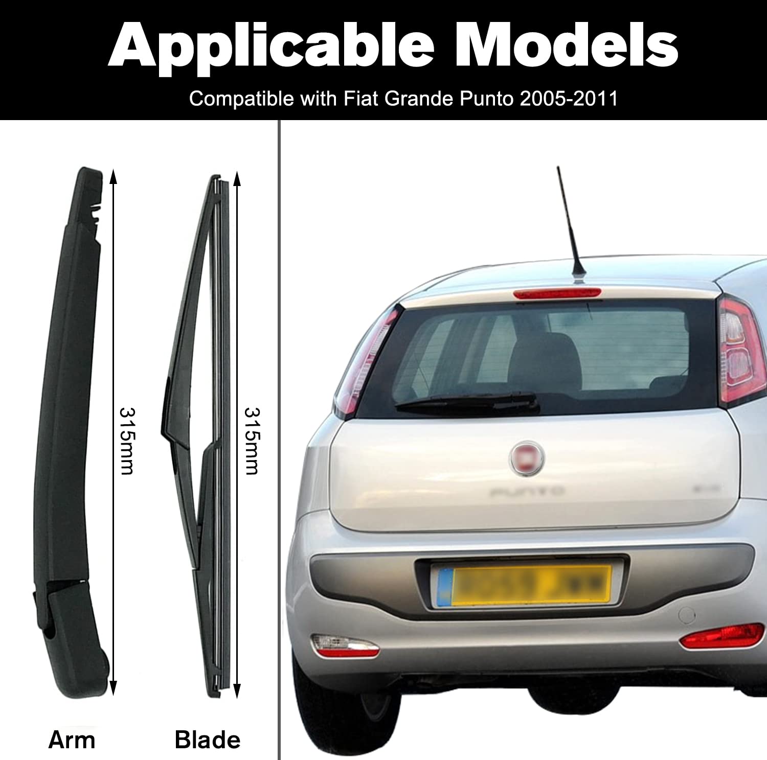Coppia Spazzole Tergicristallo Posteriori Compatibili Con Fiat Grande Punto (2005-2011) – Telaio In Plastica, Gommini Grafitati - 5
