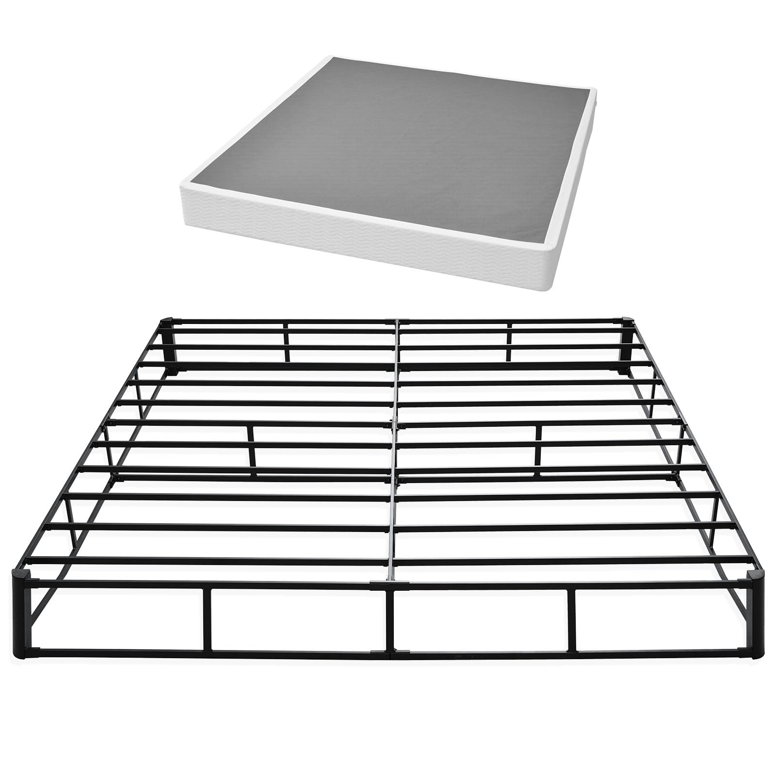 VEVOR Boxspringbettgestell (King-Size) mit Waschbarem Stoffbezug, Metallrahmen (2010 x 1925 x 230 mm) für Queensize-Betten, 23 cm Matratzenauflage, Max. Belastbarkeit 1587,57 kg, Matratzenfundament