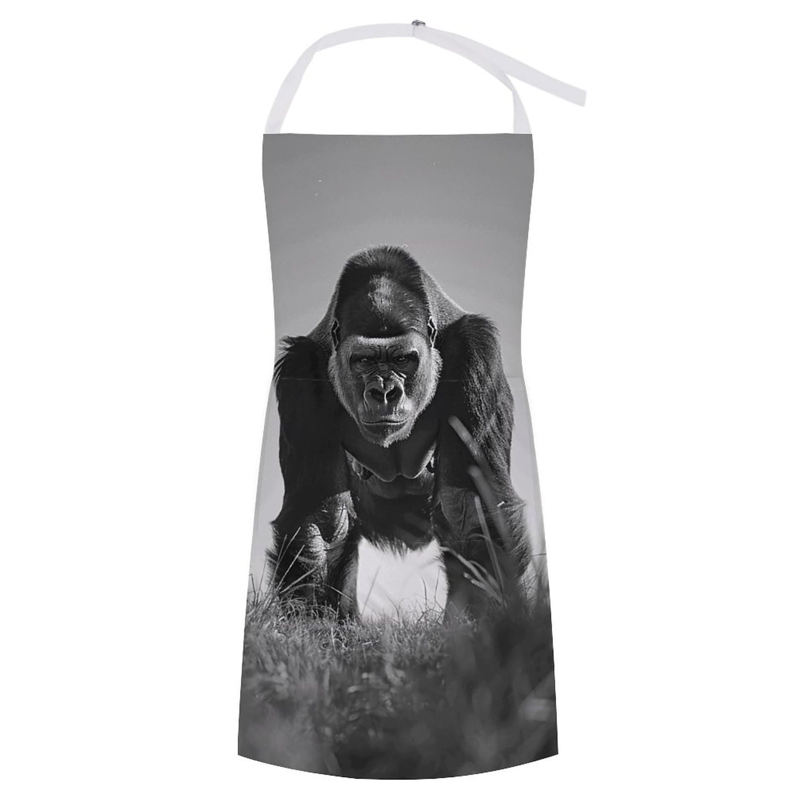 DJUETRUI Chef Apron Cooking Apron with Pockets Waterproof Baking Apron Gorilla in The Grass Adjustable Bib Aprons for Women Men, Gorilla in the Grass, 70x80cm, Gorilla in the Grass, 70x80cm