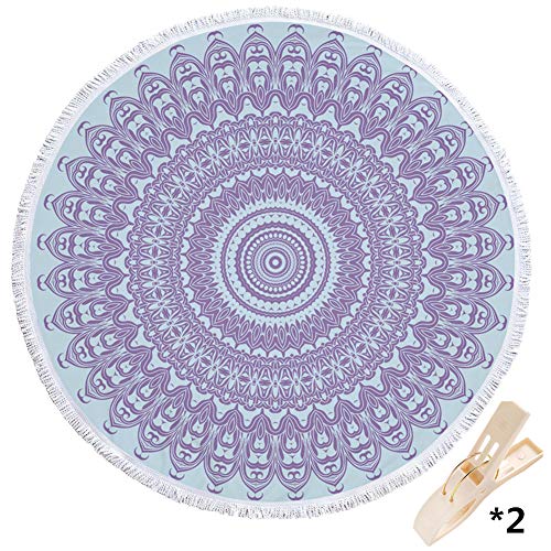 Morbuy Toalla de Playa Redonda Mandala Grande Mujer Hombre Niña Multi-Funcional para Toalla Yoga Acampar Picnic Mantel Decoración Beach Towel Blanket Tapiz de Pared Manta