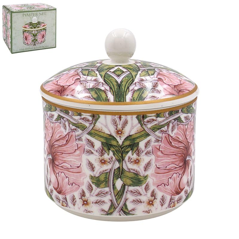 The Leonardo CollectionPimpernel Sugar Bowl with Lid | Sugar Pot for All Homes & Offices | Designed by William Morris | Ceramic Bowl with Lid for Sugar, Sweetener or Other Snacks