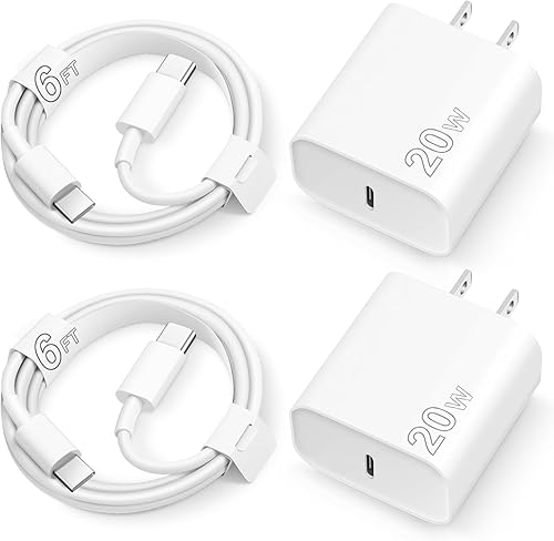 Cargador de pared USB C para iPhone 15, cargador de pared tipo C, paquete de 2 con 2 cables de 6 pies para iPhone 1515 Plus15 Pro15 Pro MaxiPad