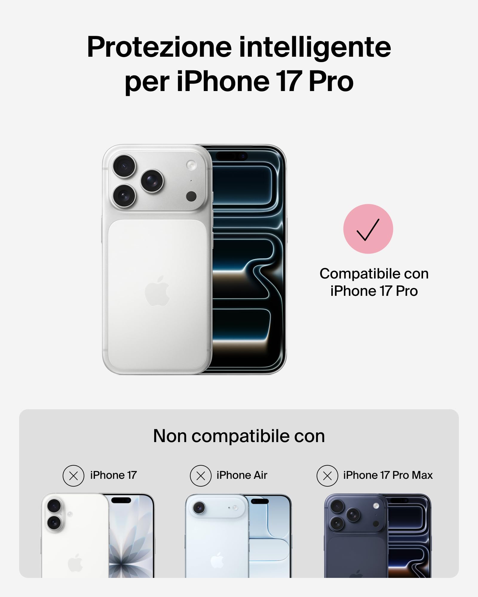 Belkin SheerForce Protect Cover per iPhone 17 Pro Compatibile con MagSafe, Design Sottile e Rivestimento Antigraffio, Custodia Protettiva per iPhone, Magnetica e Anti-urto - Rosa