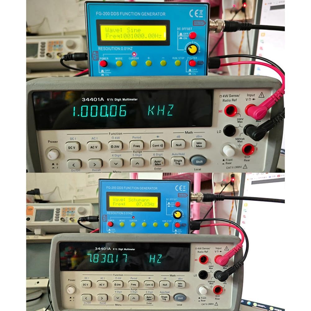 FG-200 DDS Fonction Générateur de Signal Compteur de Fréquence 0,01 Hz - 500 KHz Source de Signal Sinus + Carré + Forme D'Onde en Dents de Scie