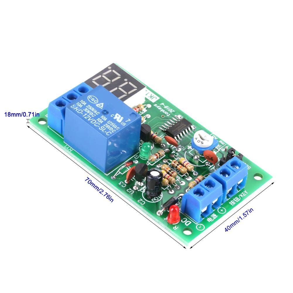 Temporizzatore 12V, Akozon Modulo Interruttore Timer Relè Temporizzato Regolabile, Display a LED Modulo di Spegnimento Ritardato Ad Alta Precisione, Timer Relè Conto Alla Rovescia Off Modulo