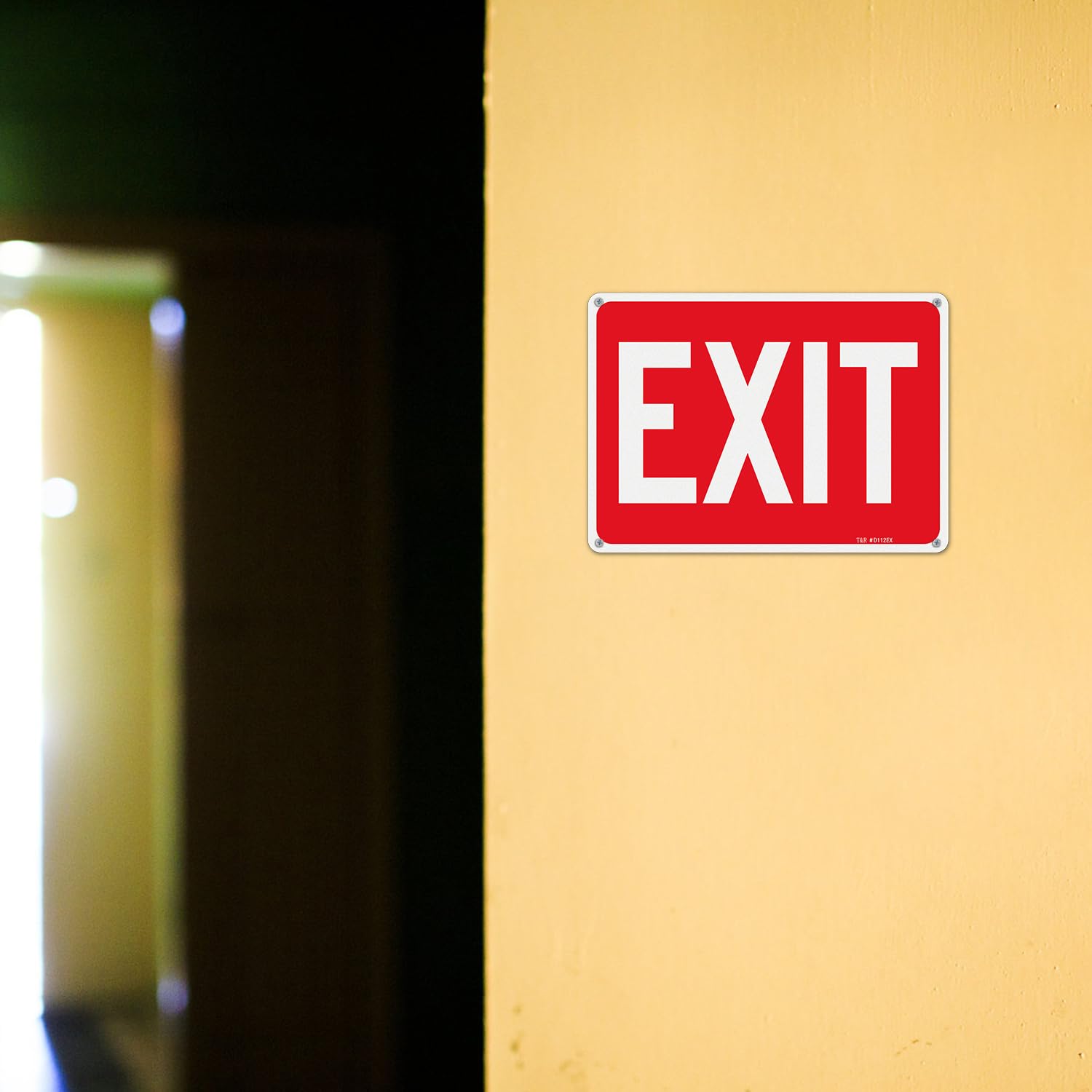 T&R Exit Sign - 2 Pack - 10 x 7 Inches Rust Free .040 Aluminum Reflective - UV Protected, Waterproof, Weatherproof and Fade Resistant - 4 Pre-drilled Holes — Amazon image 6