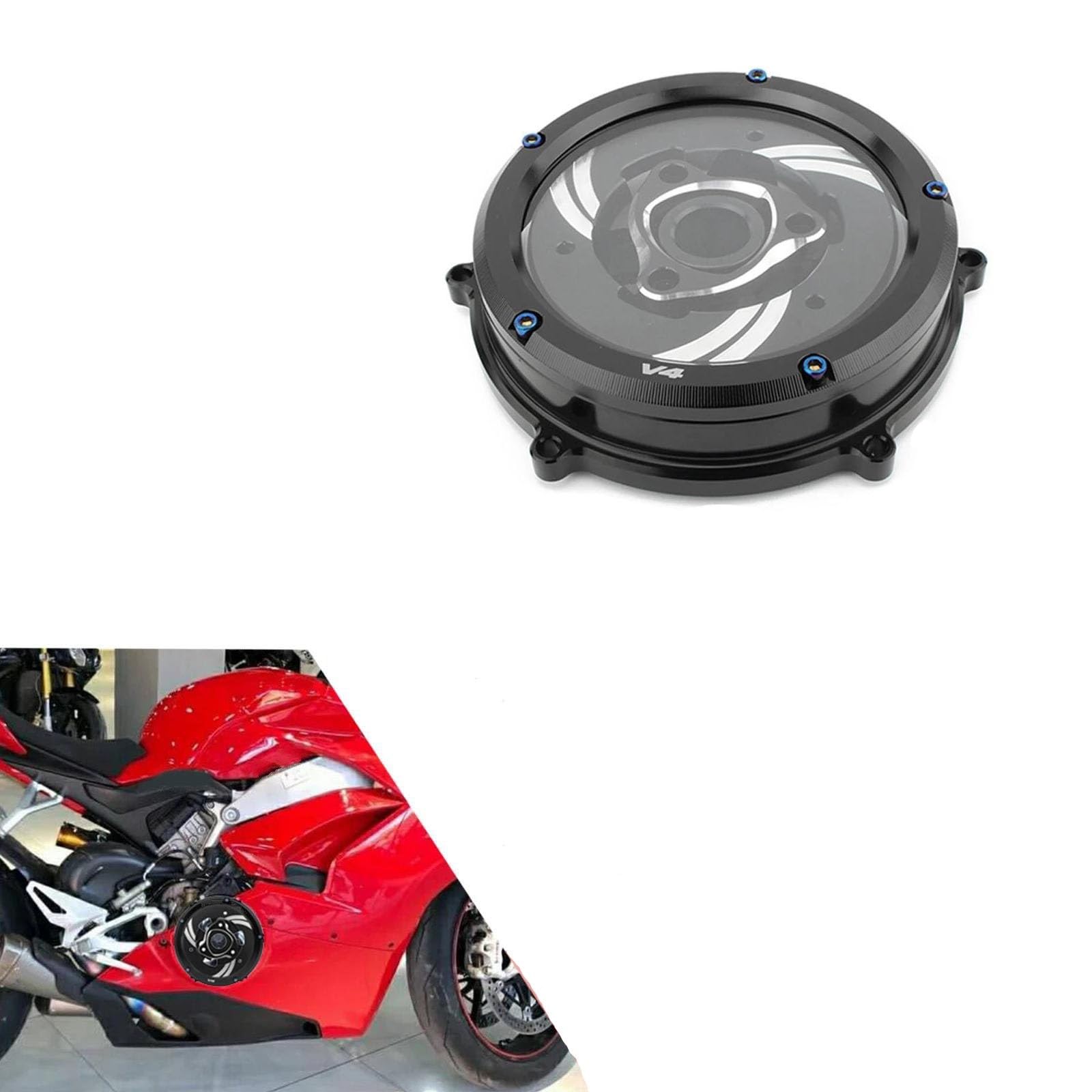 Caja Protectora del Motor Kit De Protector De Muelle De Embrague Y Placa De Presión para Ducati para Panigale V4 (2018-2022)(Nero)