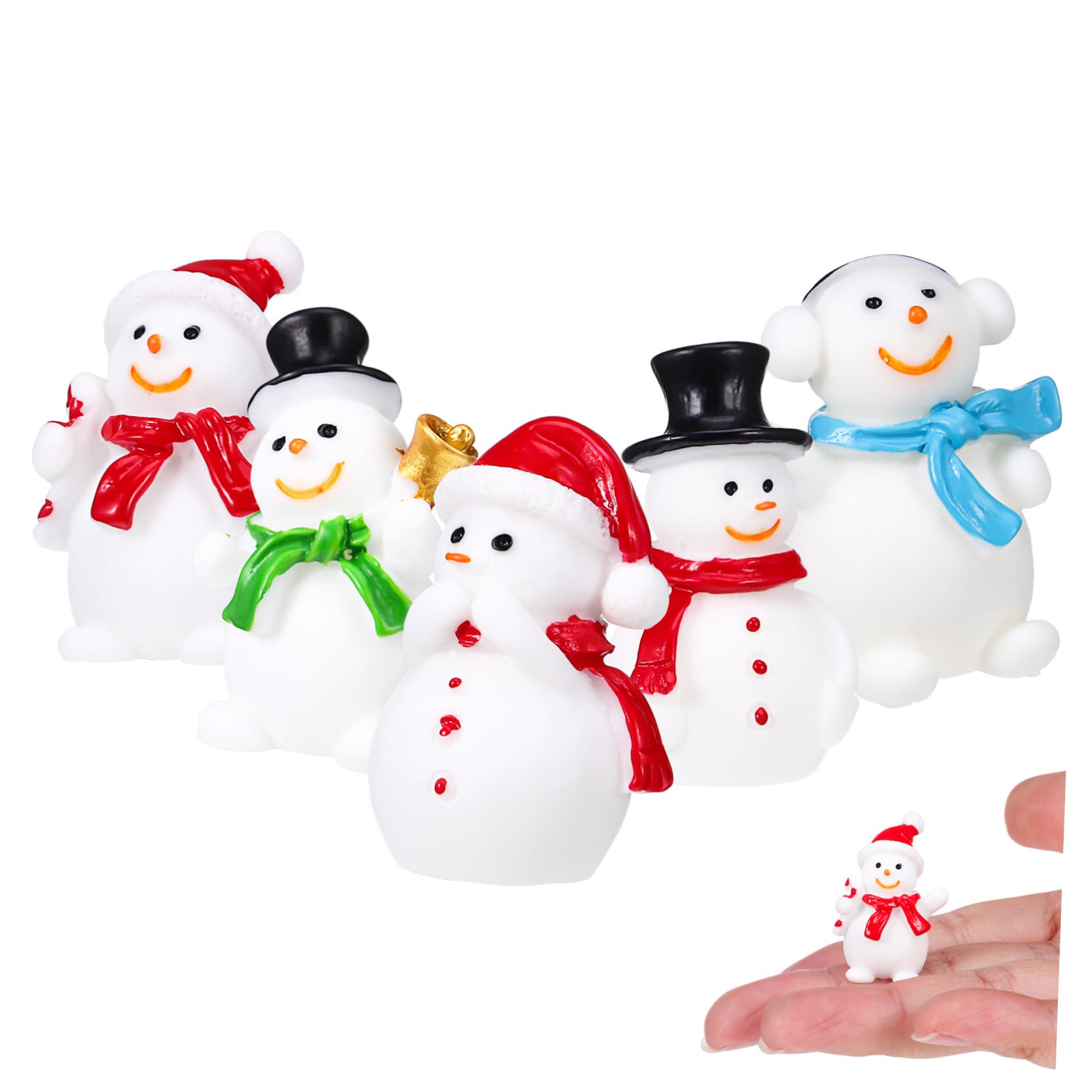 Toddmomy 50 Uds Mini Figuritas De Muñeco De Nieve Muñeco De Nieve En Miniatura De Navidad Muñeco De Nieve De Resina con Sombrero para Manualidades Fiesta De Navidad DIY