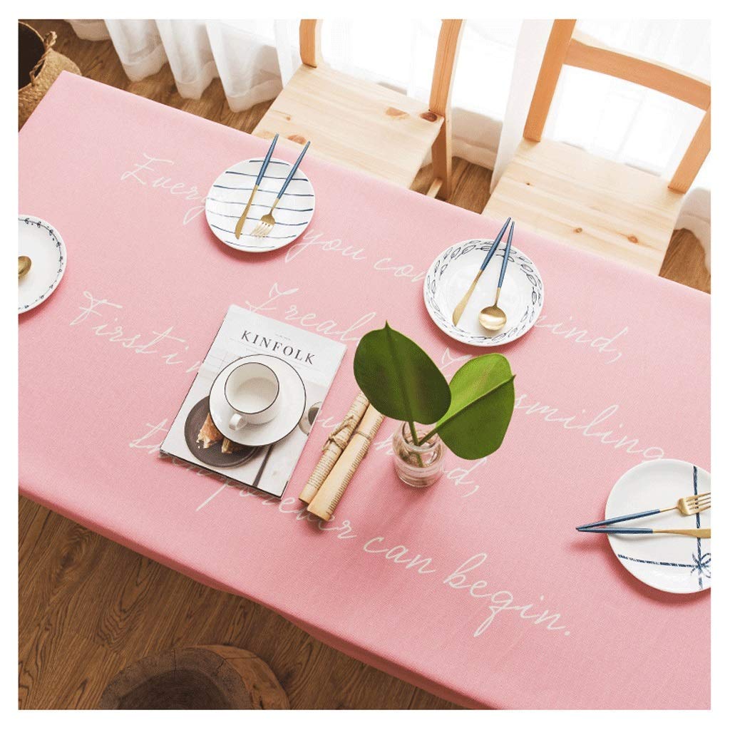Nappe rectangulaire de décoration cuisine rose rouge en tissu 140cm