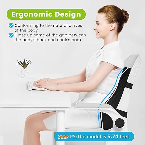 Miniatura 4 de Almohada de apoyo lumbar para silla de oficina, almohada de apoyo de respaldo para silla, automóvil, sillón reclinable, almohada lumbar de espuma