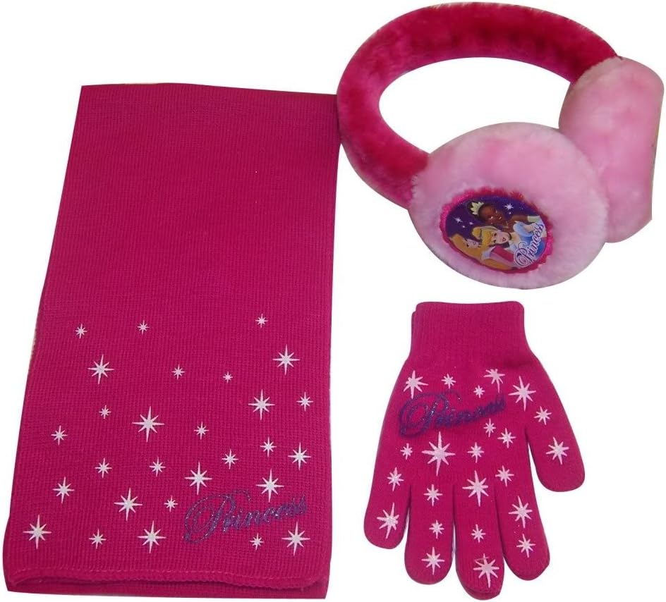 Disney Princess Girl's Fuchsia Earmuff, Knit Scarf and