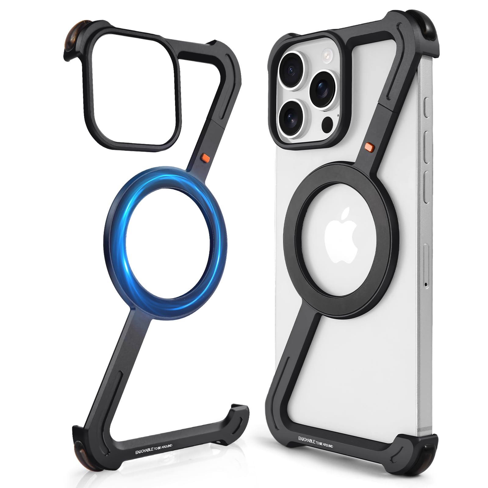 OATSBASF Minimalist Phone Case Compatible with iPhone 16 Pro 6.3", [Compatible with Magsafe] Aluminum Metal Frameless Design Bumper Z Case, Protective