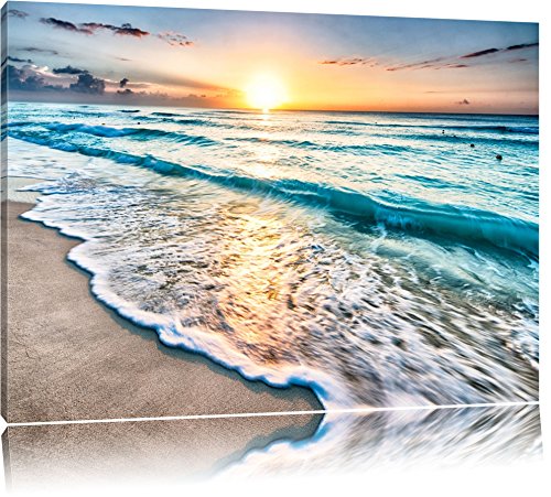 Mer au coucher du soleil Format: toile 120x80auf, XXL énormes Photos complètement encadrés par la civière, l'impression de l'image Art mural avec cadre,...