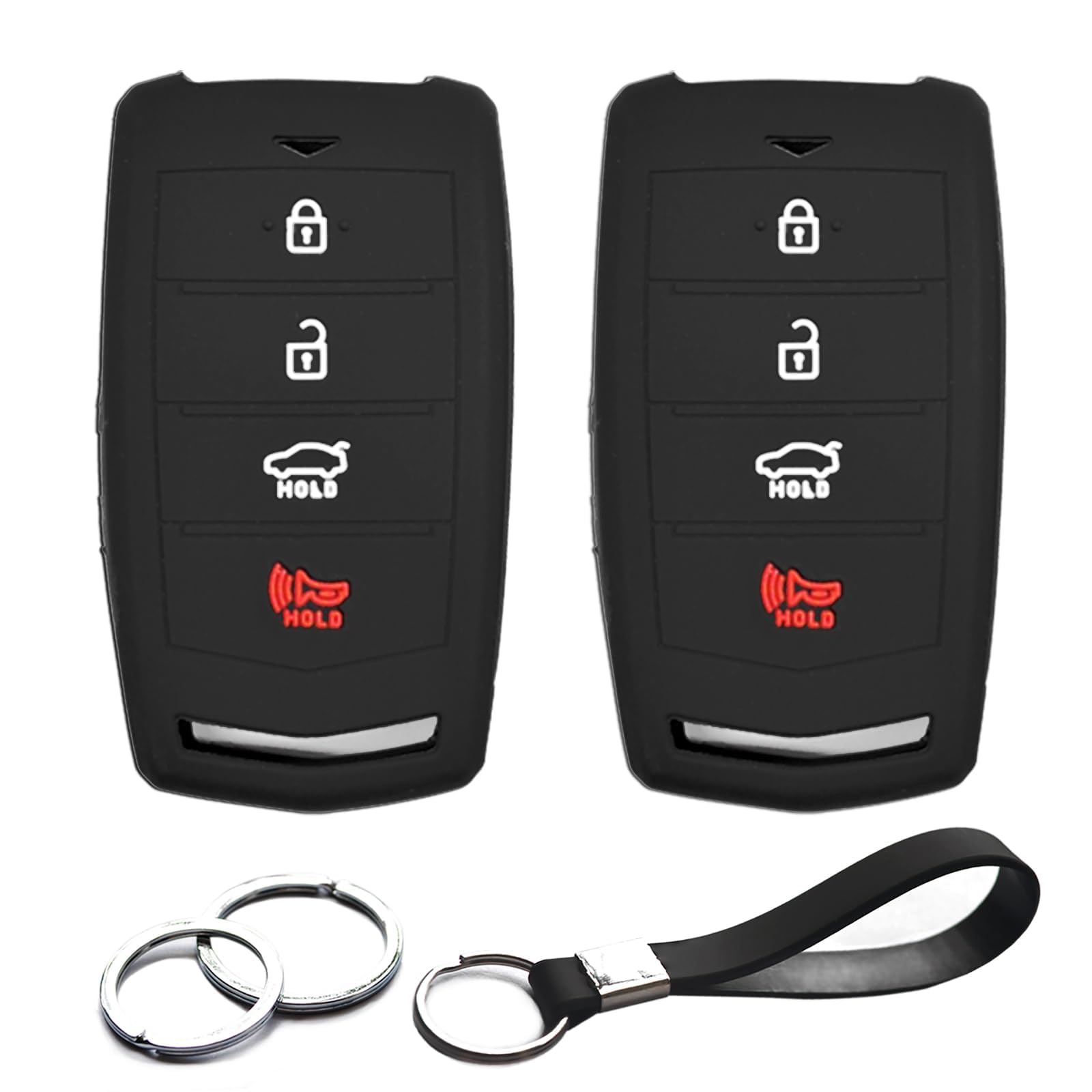 2pcs Compatible with Hyundai Genesis G70 G80 G90 Smart 4 Buttons Black Key Fob Cover Case Key Chain Protector Keyless Remote Holder SY5HIFGEO4
