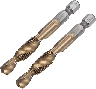 uxcell Combination Drill and Tap Bit, 1/4" Hex Shank M8 x 1.25 Metric Uncoated M35 Cobalt High Speed Steel Spiral Flute Drilling Tapping Tool 2pcs
