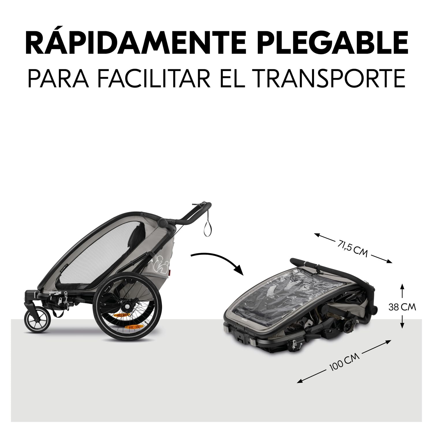 hauck Bike N Walk Duo Set Completo 3 en 1 Remolque Bicicleta 2 Niños - Silla de Paseo Doble Plegable Desde 6 Meses hasta 22 kg o 120 cm - Suspensión - Freno de Mano - Maletero - Gris Claro