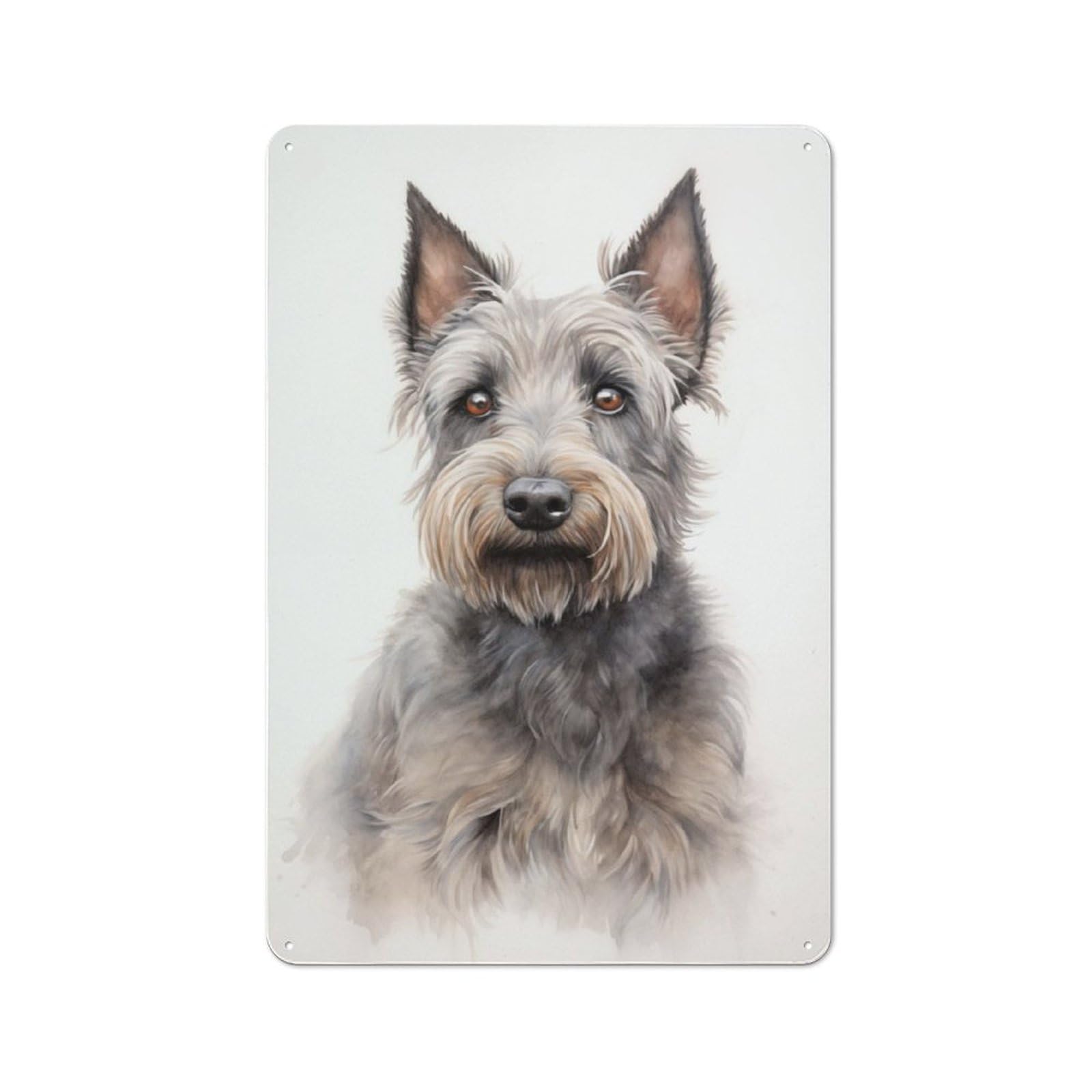 Junmoney Skye Terrier Watercolor Retro Metal Sign 30X20cm For Bar Or Restaurant, For Kitchen And Home Bar Decor, For Home Office And Studio Walls