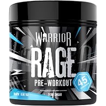 Warrior Rage Pre Workout Booster 392g 300mg Caffeine - Blazin Blue Raz 45 Servings with Beta-Alanine & Citrulline for Focus Energy & Pump Pre Workout