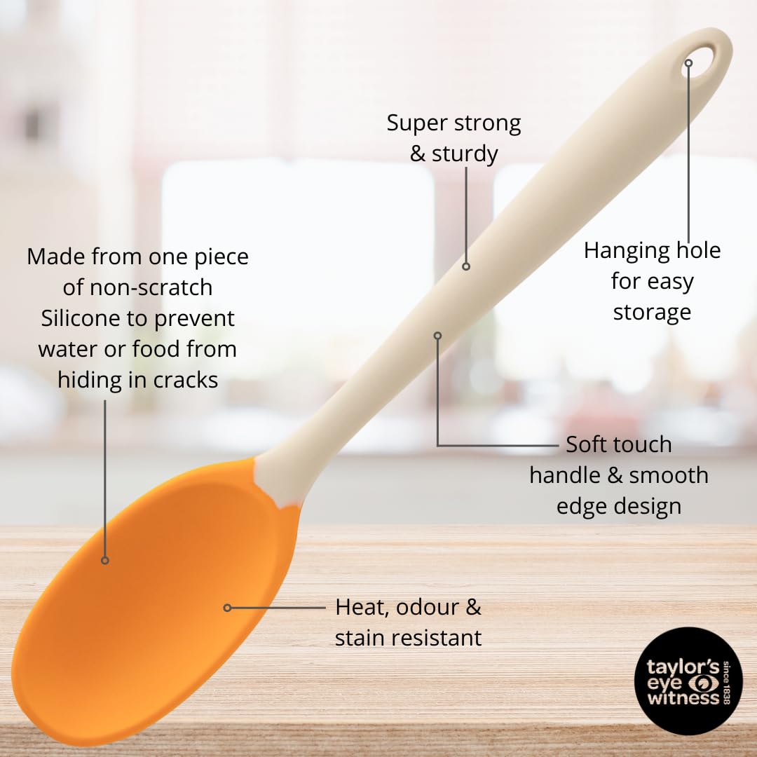 Taylors Eye Witness Large Silicone Stirring Spoon, Buttermilk & Saffron, Dishwasher Safe, Non-Stick - Image 4