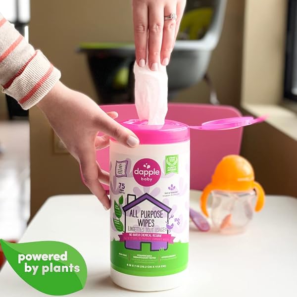 Dapple Baby - All Purpose Cleaning Wipes, Baby Safe, Natural Toy and High Chair Wipes, Plant Based, Sweet Lavender Scented - 75 Count - 2