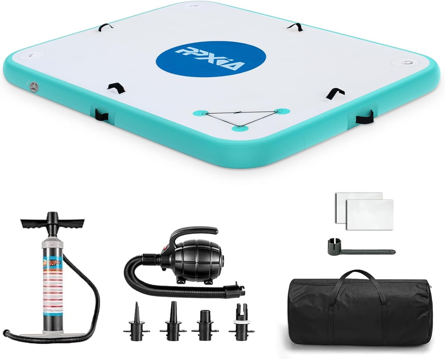 Inflatable Dock Floating Platform for Lakes 6 Inch Thick, Inflatable Island Water Floating Mats for Boating, River, Pool, Ocean, Inflatable Raft with Electric Air Pump