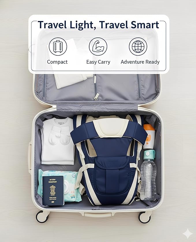 Image of 4-in-1 Adjustable Baby Carry Bag with Front & Back Carry Options | Ergonomic Infant to Toddler Carrier with Head and Back Support, Safety Buckles & Breathable Fabric (0-3 Years)